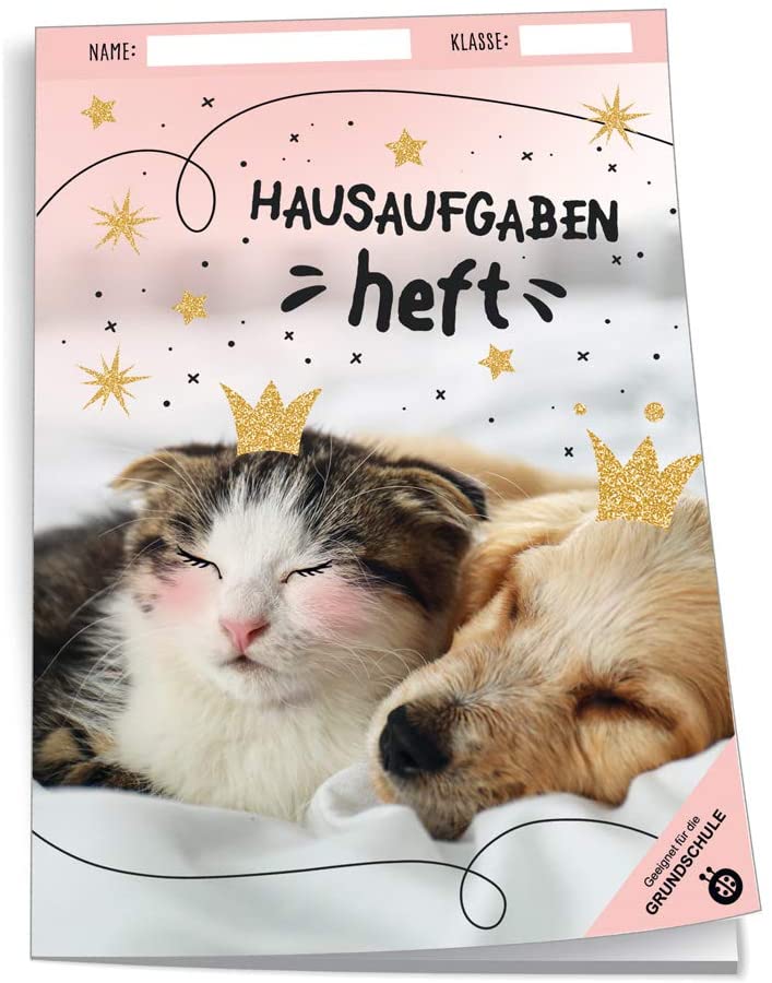 Hausaufgabenheft Hund/Katze, 96 Seiten, A5 mit farbigen Wochentagen