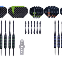 Longfield Steel Tip Dart Set mit 12 Pfeilen und Zubehör