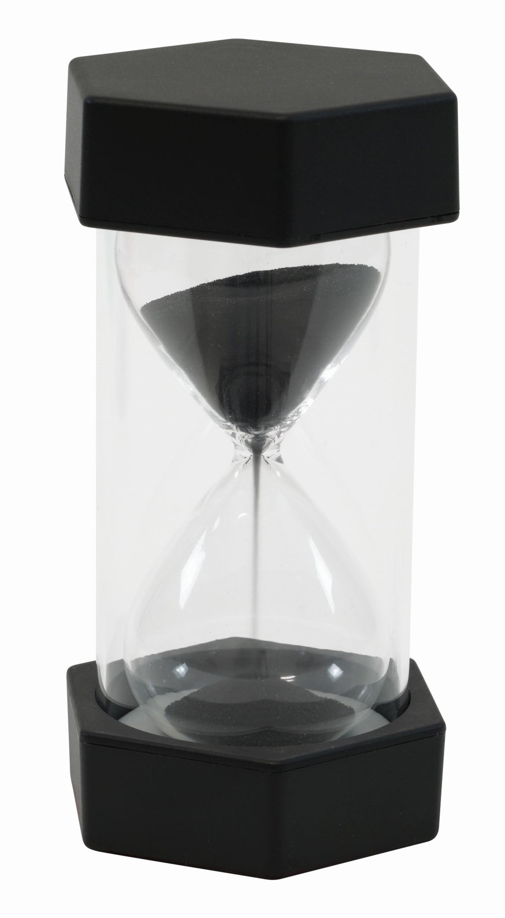 Sanduhr XL 12 cm hoch, 6,5 cm ø,  3 Minuten, schwarz