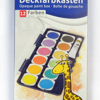 idena - Deckfarbkasten, 12 Farben, 1 Tube Deckweiß