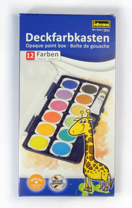 idena - Deckfarbkasten, 12 Farben, 1 Tube Deckweiß