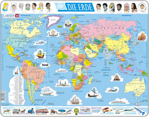 Larsen Puzzle Die Erde (politische Weltkarte) 107-tlg.