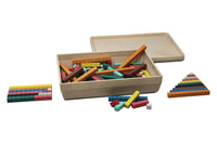 Rechenstäbchen in 10 Farben (126 Stück) aus Re-Wood®
