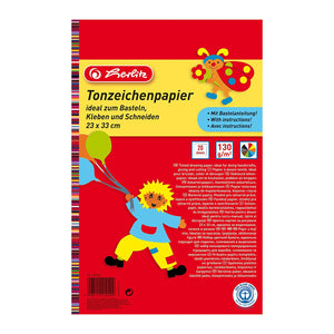 Tonzeichenpapierblock 23x33 cm 20 Blatt farbig sortiert