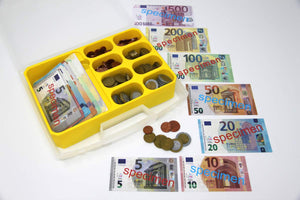 Euro - Geldkoffer + Einsatz 130 Scheine / 160 Münzen Spielgeld Münzgeld