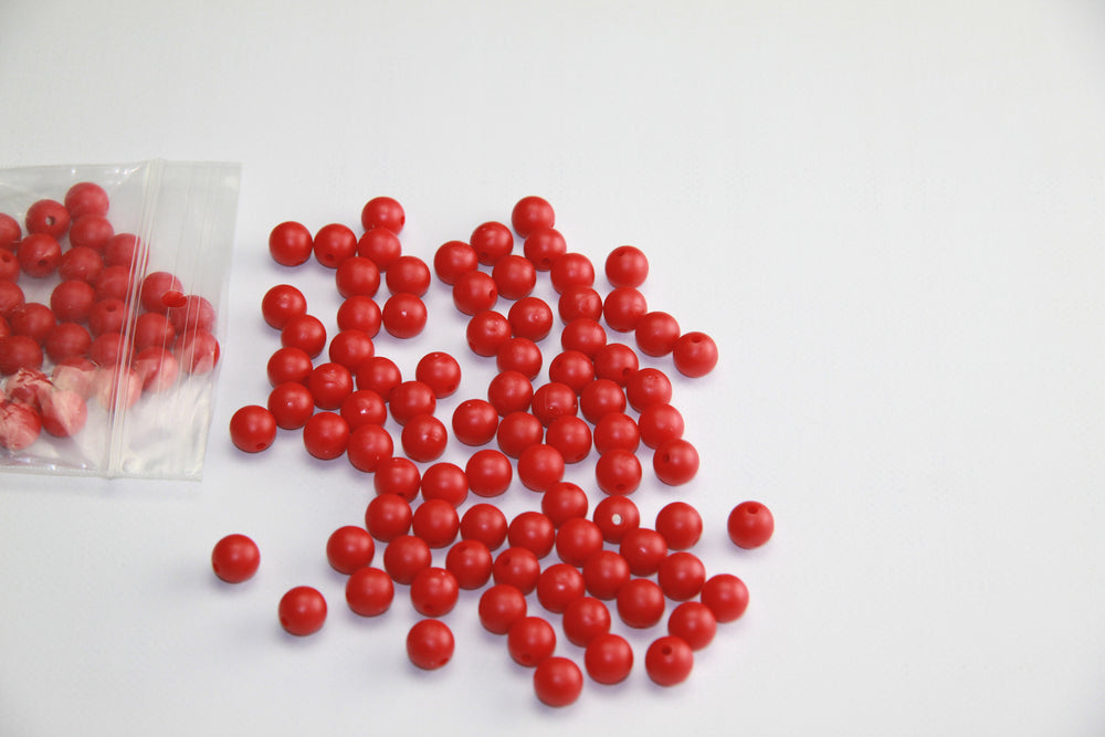 100 rote Ersatzkugeln, aus RE-Plastic®, im Polybeutel