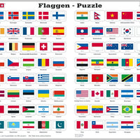 Larsen Puzzle Flaggen und Hauptstädte von 80 Ländern 80-tlg.