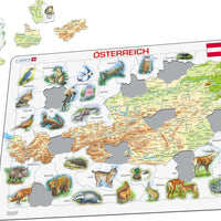 Larsen Puzzle Österreich (topographische Karte) mit Tiermotiven 72-tlg.