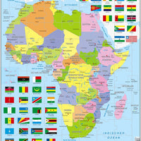 Larsen Puzzle Afrika (politische Karte), mit Flaggen am Rand 70-tlg.