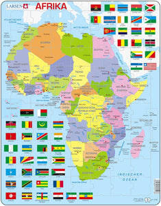Larsen Puzzle Afrika (politische Karte), mit Flaggen am Rand 70-tlg.