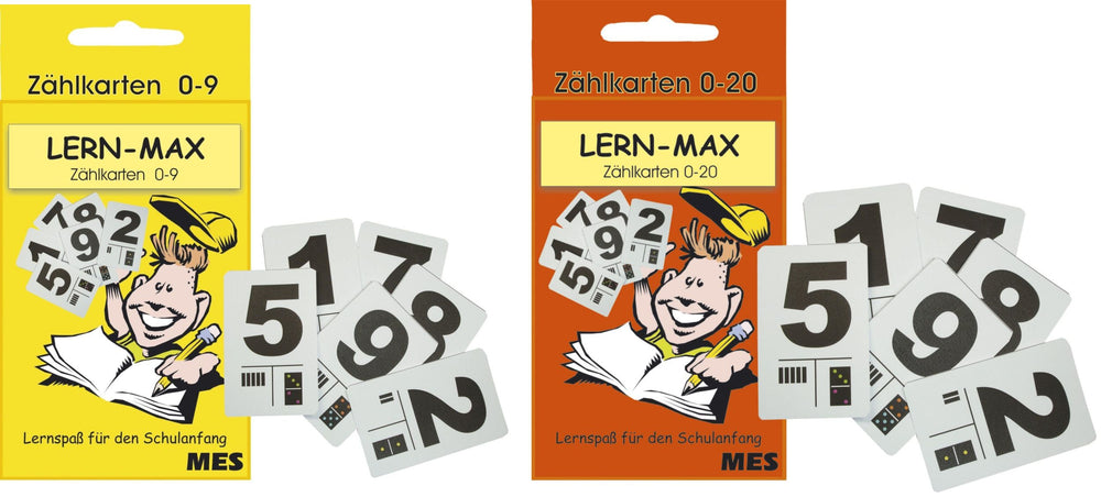 Sparset Lern Max / Lernfix Zählkarten Ziffernkarten Zahlenkarten 0-9 und 0-20