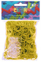 Rainbow Loom Latex-freie Gummibänder Olivengrün/Olive Inh.: 600 Bänder + 24 C-Clips