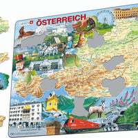 Larsen Puzzle Österreich (topographische Karte) mit typischen Motiven des Landes 72-tlg.