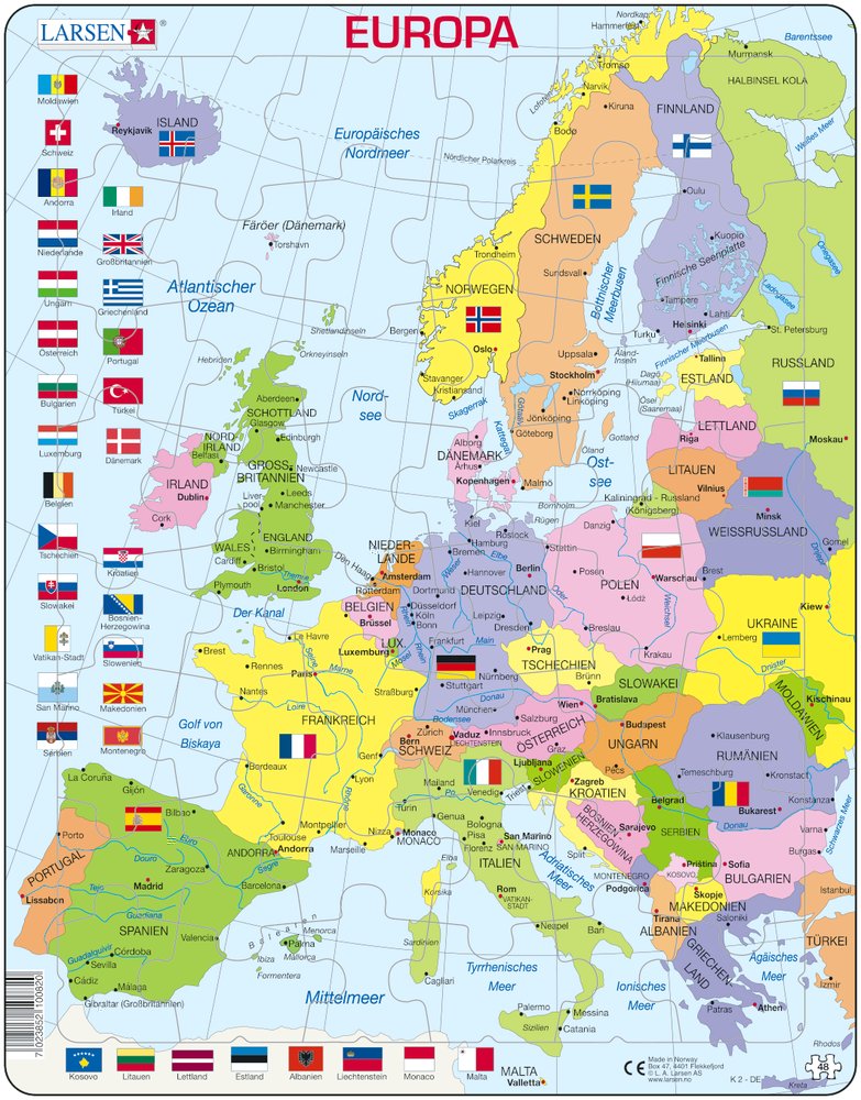 Larsen Puzzle Europa (politische Karte) 48-tlg.